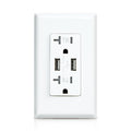 Dual USB Smart outlet with 20A 125V TR 3.6A 5V DC