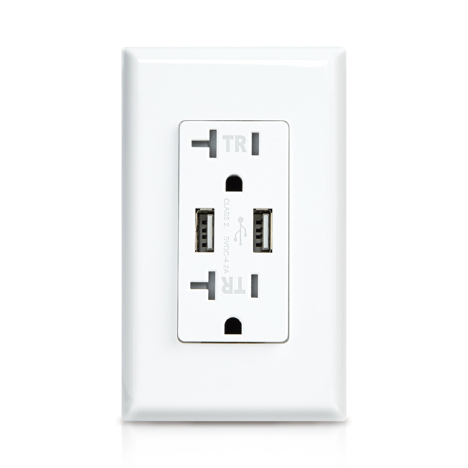 Dual USB Smart outlet with 15A 125V TR 3.6A 5V DC