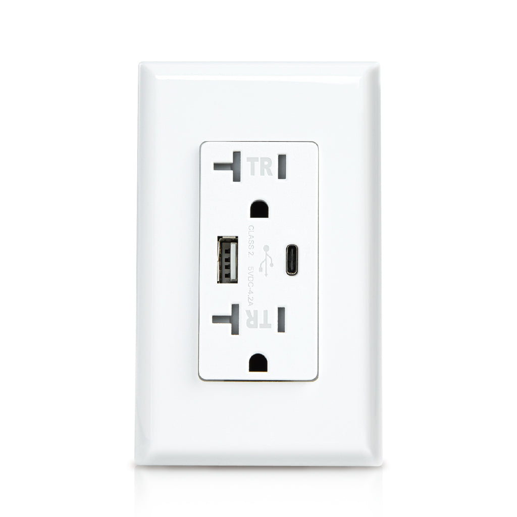 USB & Type C Smart outlet  15A 125V TR 3.6A 5V DC