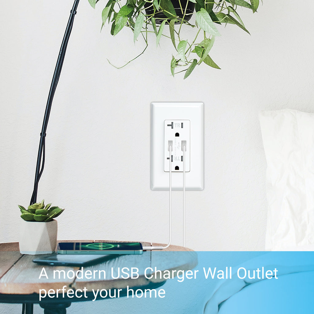 Dual USB Smart outlet with 20A 125V TR 3.6A 5V DC