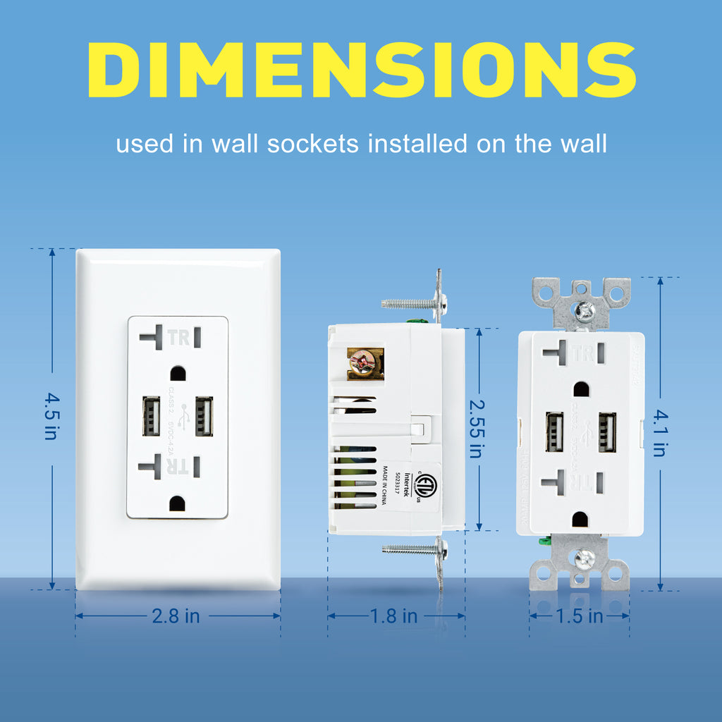 USB Smart WIFI outlet with 20A 125V TR 3.6A 5V DC