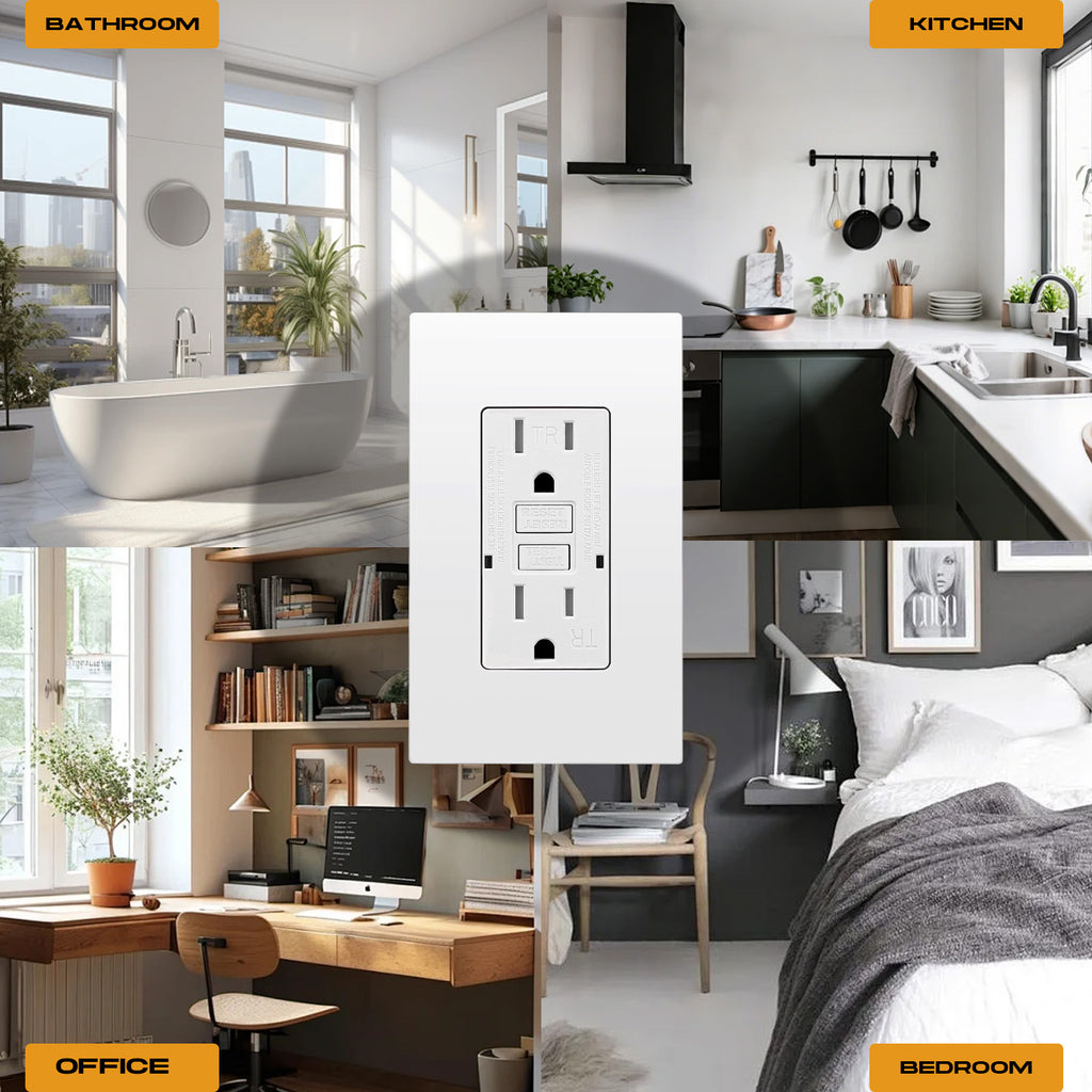 15 Amp WR TR Isolated Ground GFCI Duplex Receptacle 125V Wall Plates Included