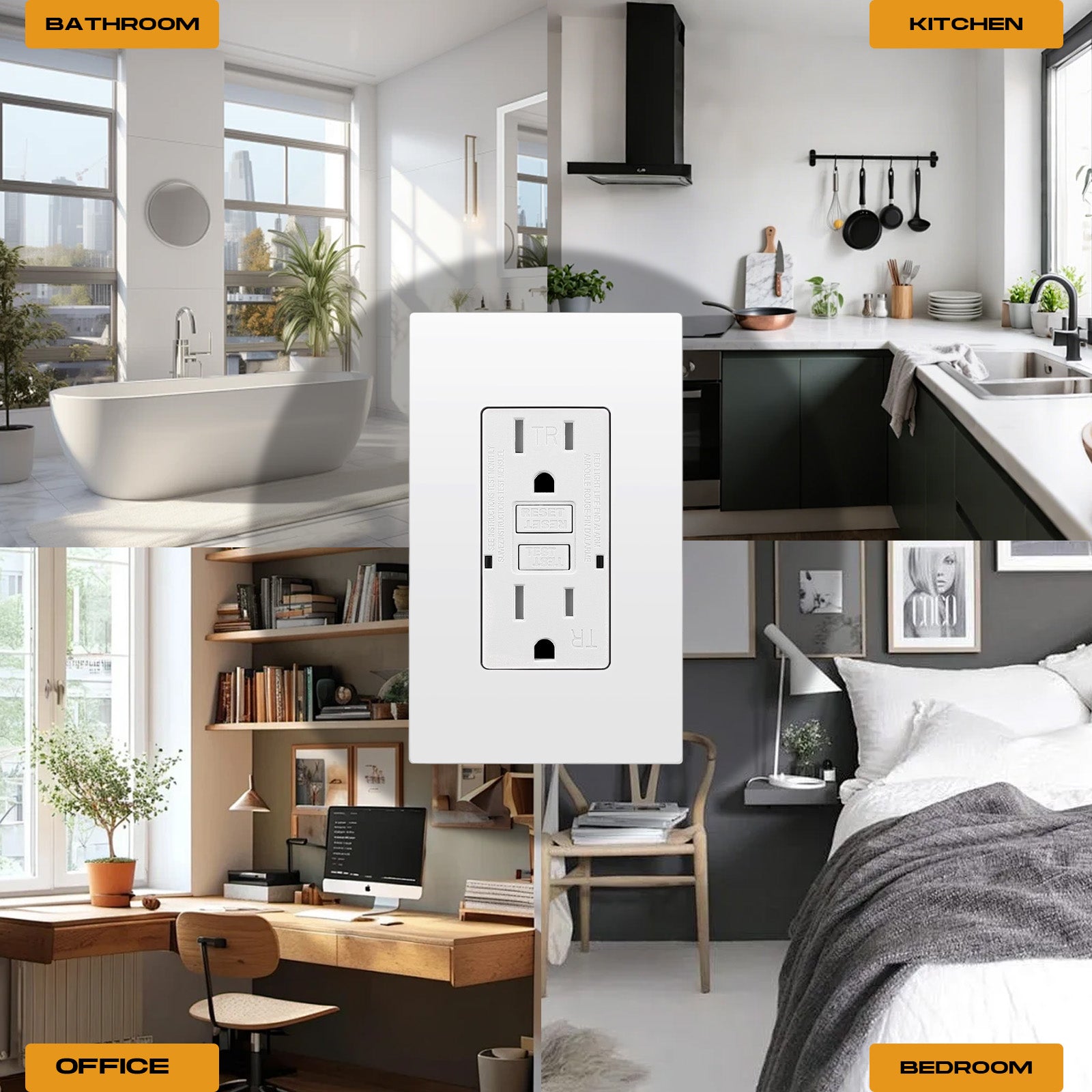 15 Amp WR TR Isolated Ground GFCI Duplex Receptacle 125V Wall Plates Included