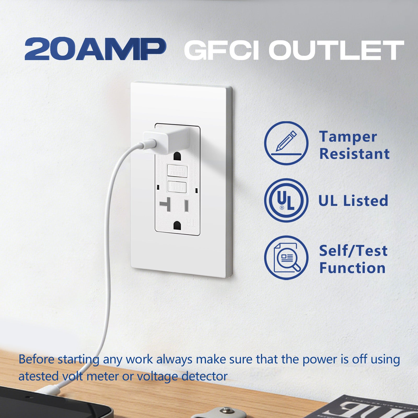 20 Amp WR TR Isolated Ground GFCI Duplex Receptacle 125V Wall Plates Included